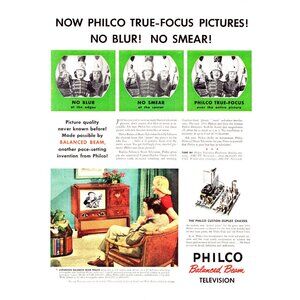 1951 Philco Balanced Beam Television Console TV Vintage Print Ad 50s Wall Art